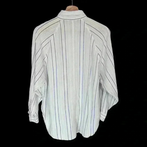 Aritzia Wilfred Free Linen Boyfriend Shirt | White Striped | SZ S - Picture 3 of 8
